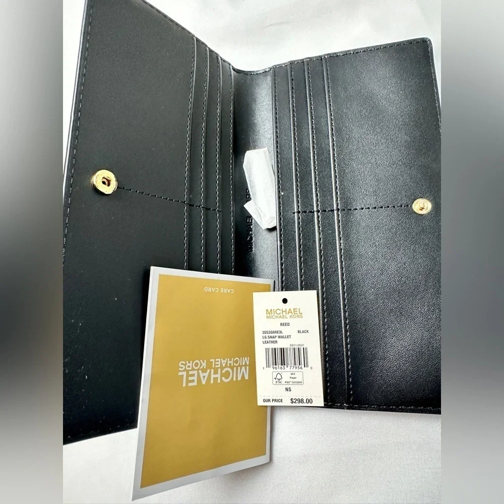 Michael Kors Reed Large Pebbled Leather Wallet (Black)